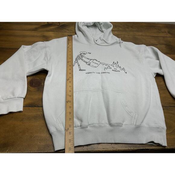 Assholes*s Live Forever Hoodie Medium White Graphic Pullover Sweater - Picture 5 of 8